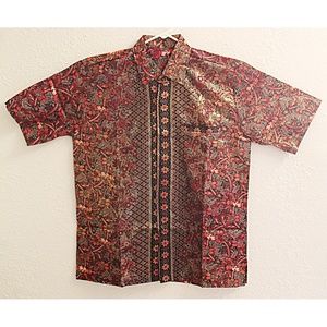 Men Indonesian Batik Short Sleeve Shirt Size M